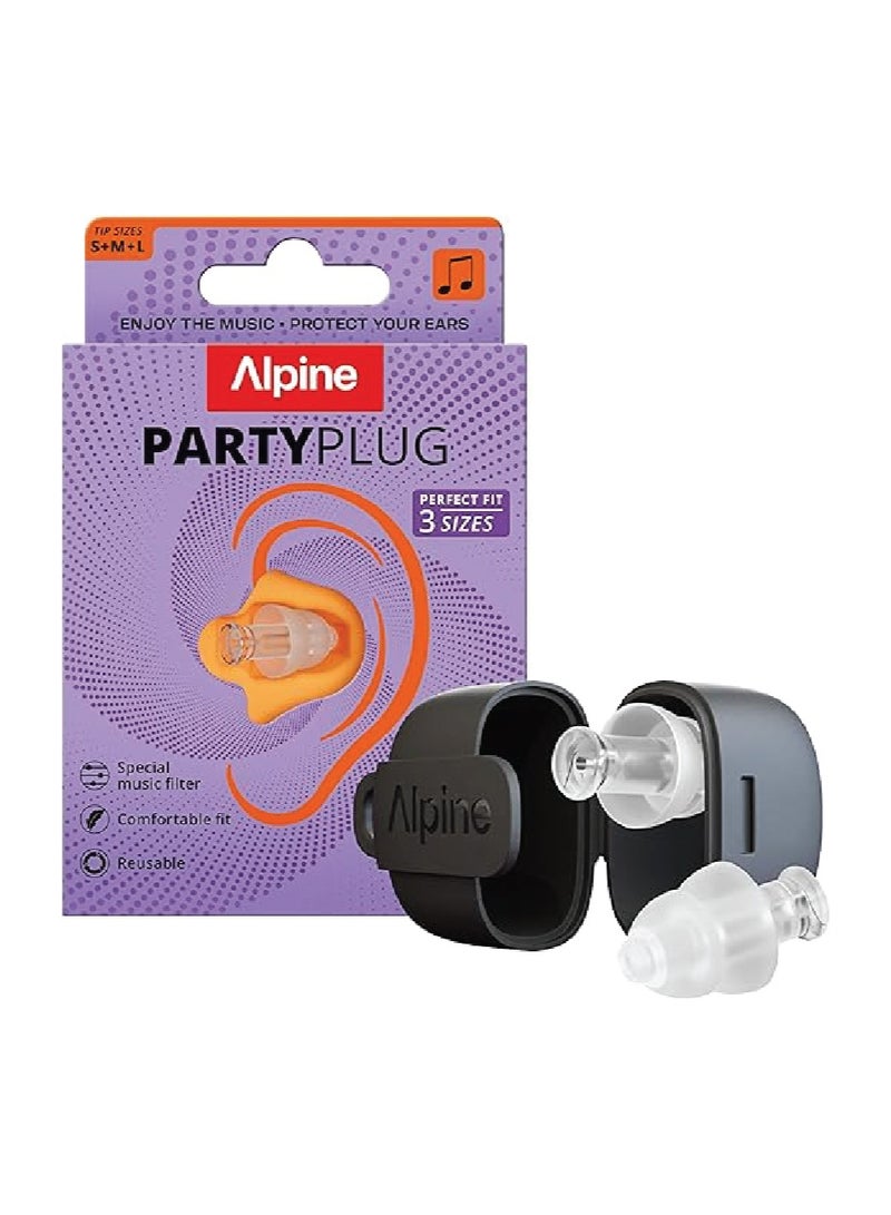 Alpine PartyPlug Music Earplugs - Noise Reduction for Concerts, Parties & Festivals - Hypoallergenic, Reusable, Transparent - Image 1